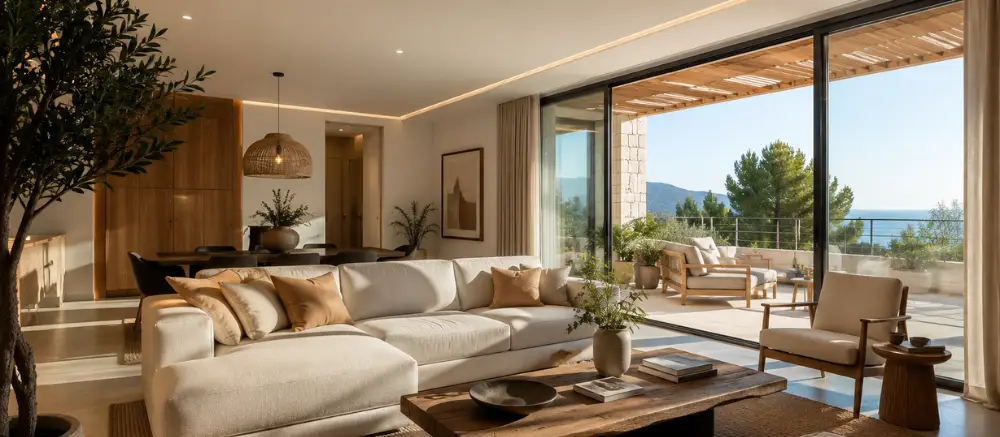 elegant living room inside a modern villa in altea